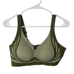 Seamless Wireless Bra Olive Green Laser Cut Adjustable Straps Size XL